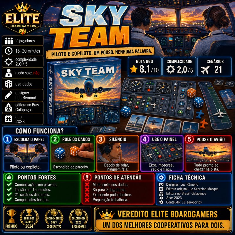 Infográfico Elite Boardgamers sobre o jogo Sky Team